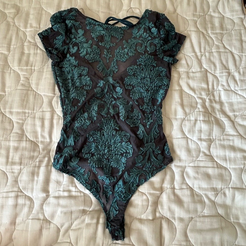 Elegant Teal Lace Bodysuit